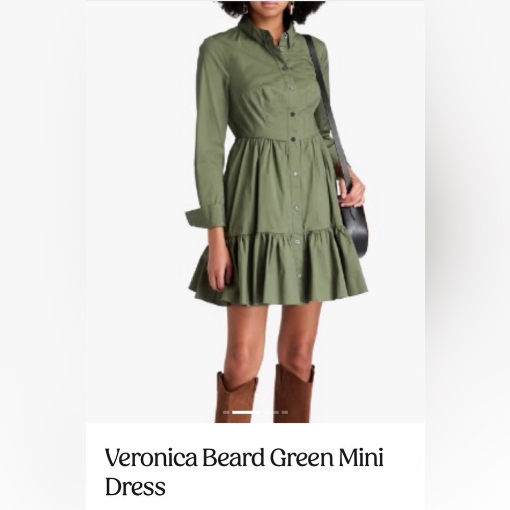 Veronica Beard Olive Button-Down Mini Dress